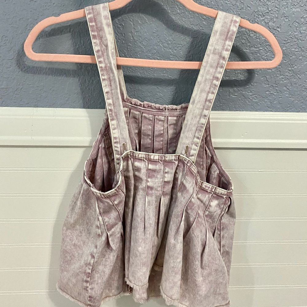 Free People Marina Pleated Denim Strappy Top - Picture 4 of 8